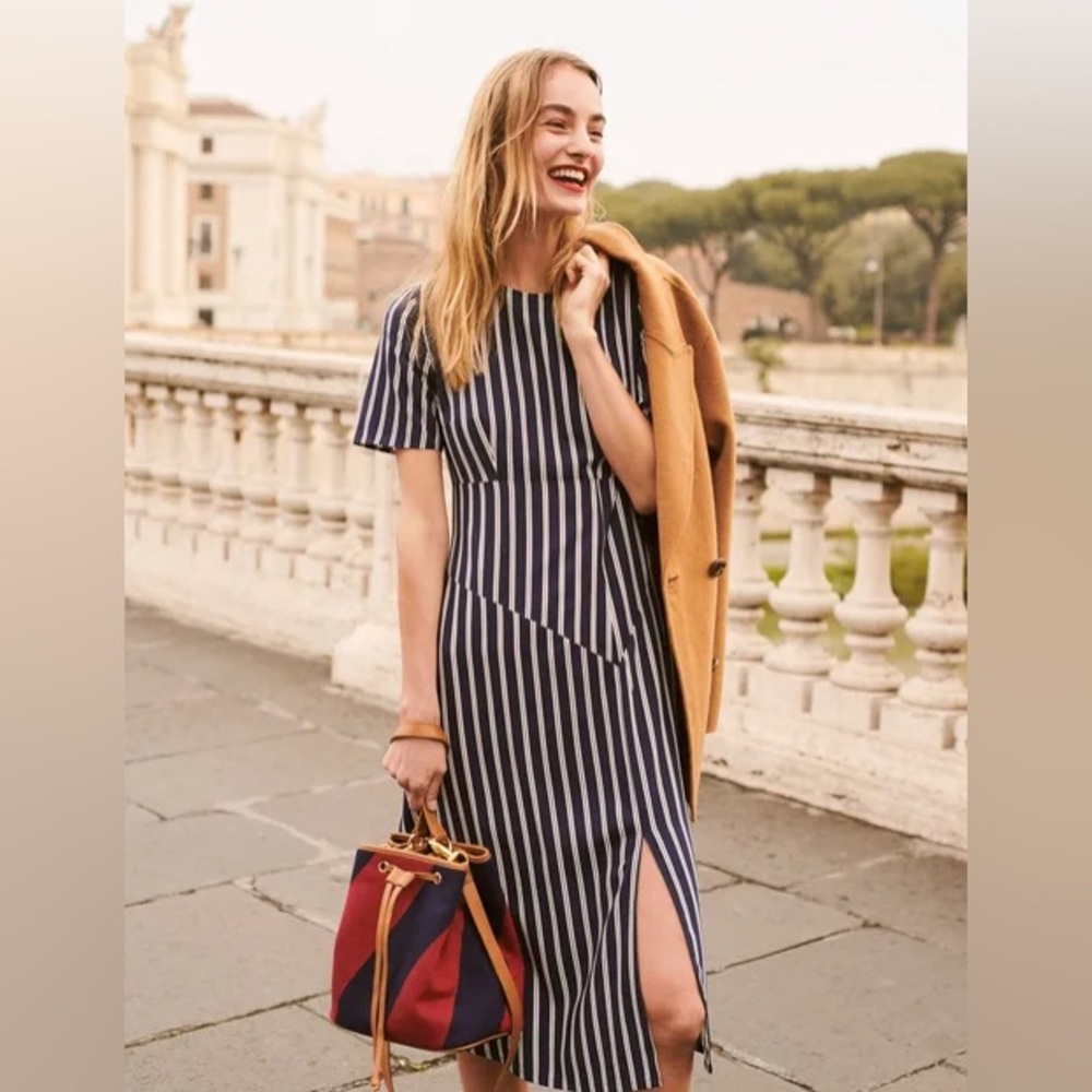 Boden Striped Asymmetric Midi Dress size 2R NWT